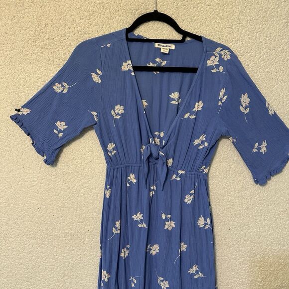 Billabong Blue V-Neck Floral Mini Dress Women's Size‎ Small - Picture 2 of 11
